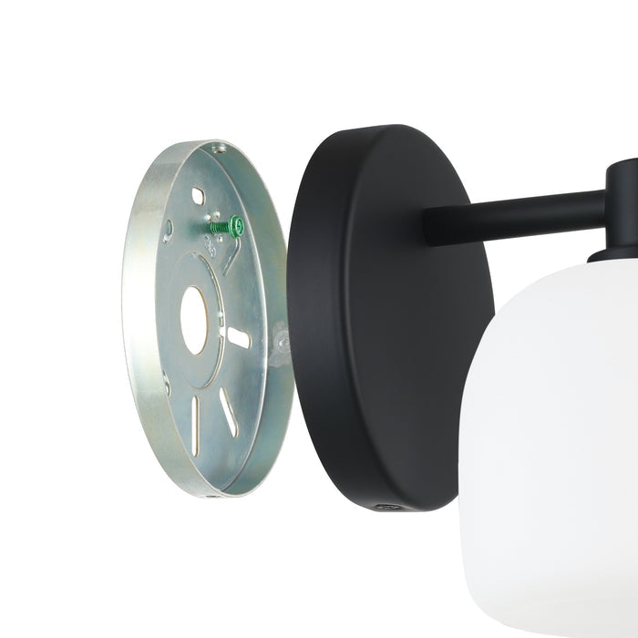 Valentina 5-inch 1-light Matte Black Vanity Light with Etched Opal Glass Shade