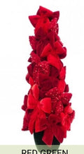 VELVET & SEQUIN BOW POTTED CONE TOPIARY