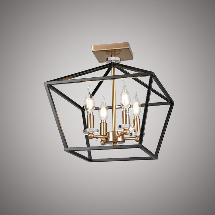 4 Lights Vita 13-in Flush Mount Aged Brass/Matte Black  Dimmable 160W