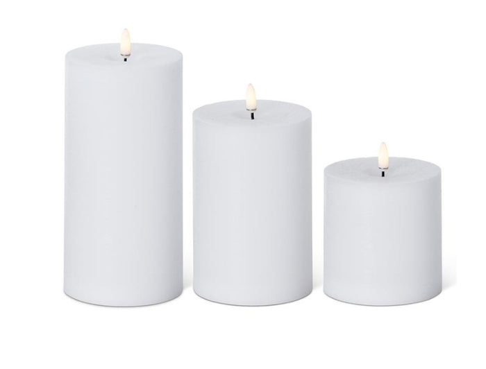 White on/off touch LED pillar candle w/ timer