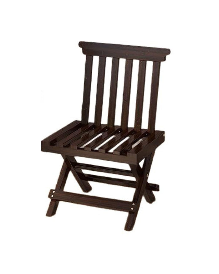 ZHEHUA Walnut Color Bamboo Folding Stool with Backrest 12.5 in